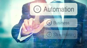 An illustration showcasing automation, business and streamlining